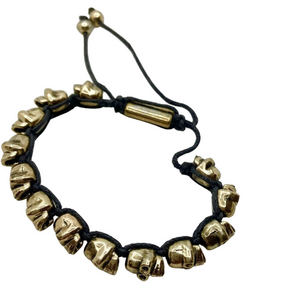 Skull adjustable gold tone unisex bracelet